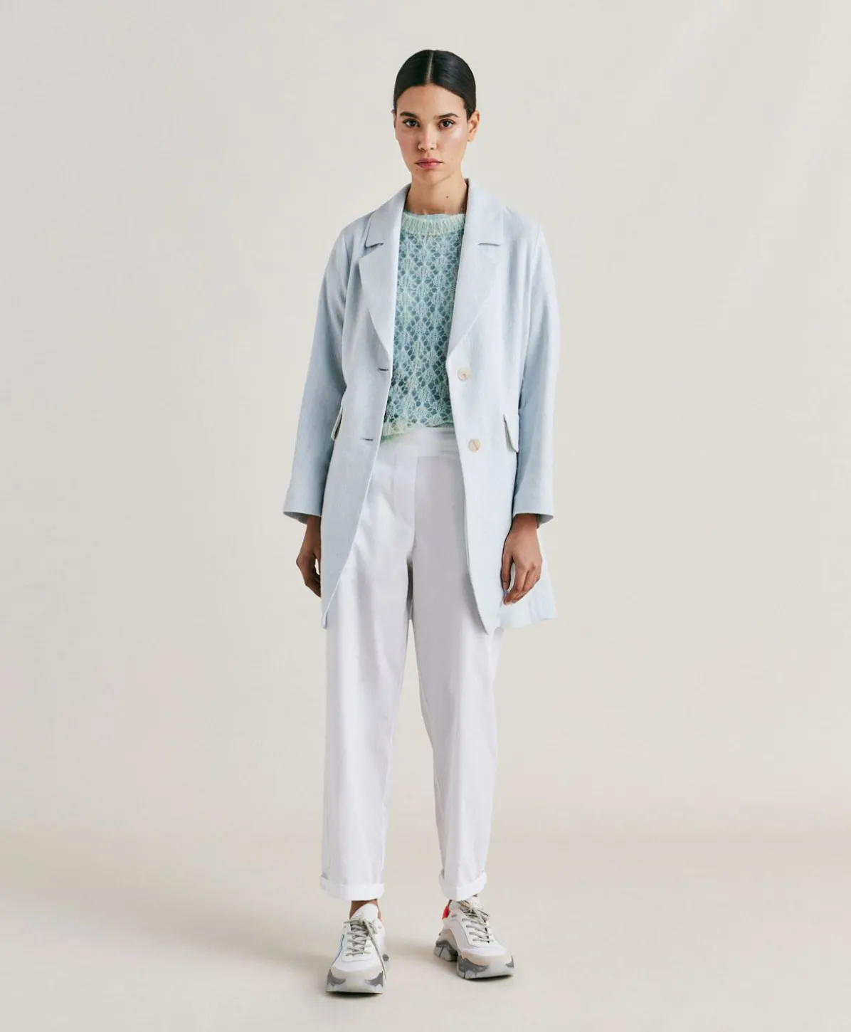 Manteau Pomeranien En Lin Coton - Ciel