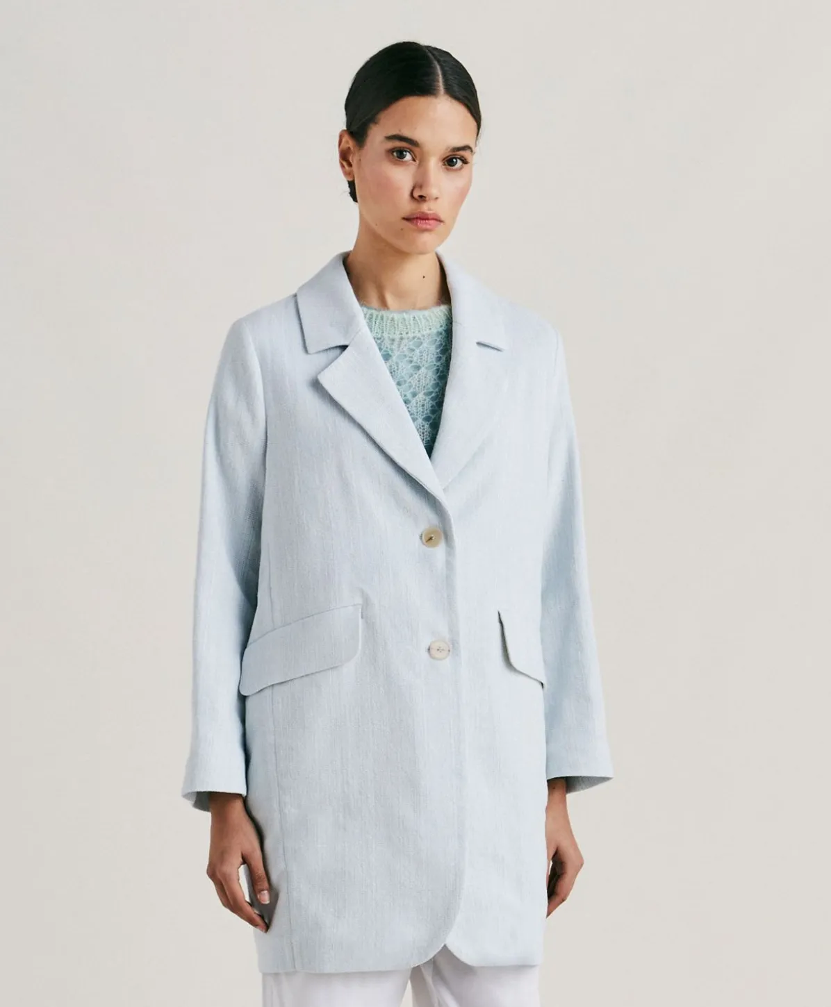 Manteau Pomeranien En Lin Coton - Ciel