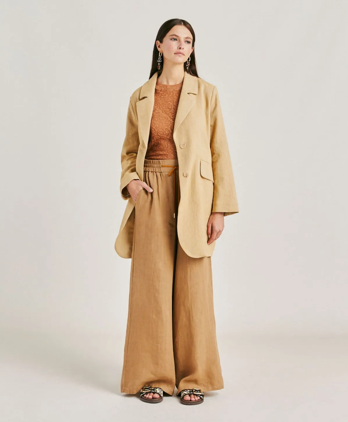 Manteau Pomeranien En Lin Coton - Paille