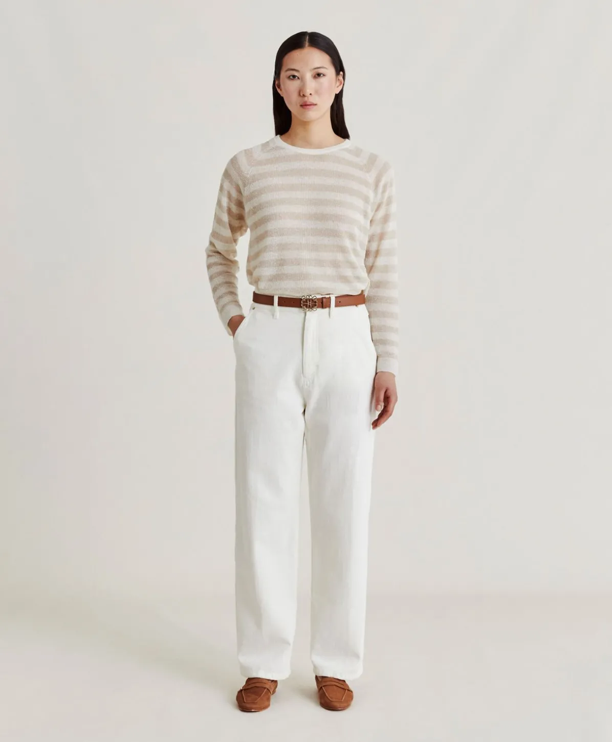Marmotta Pull Raye En Lurex Perle - Creme