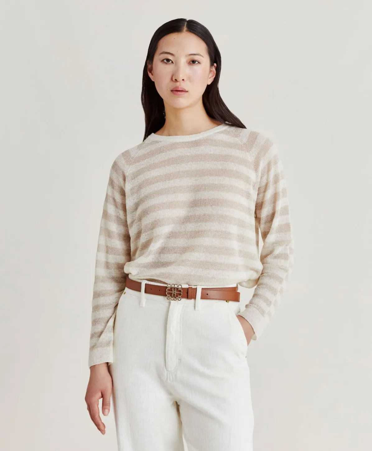 Marmotta Pull Raye En Lurex Perle - Creme