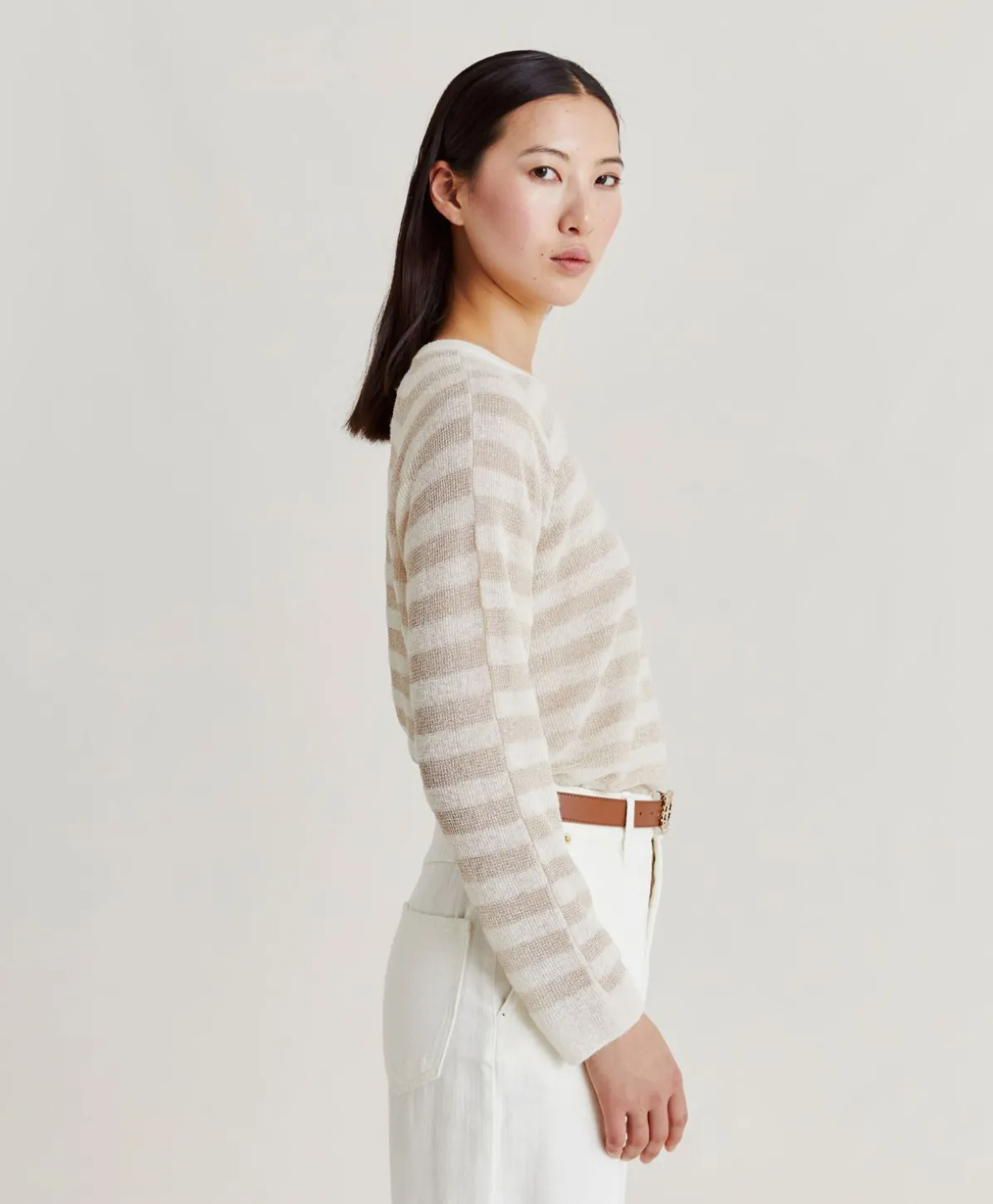 Marmotta Pull Raye En Lurex Perle - Creme