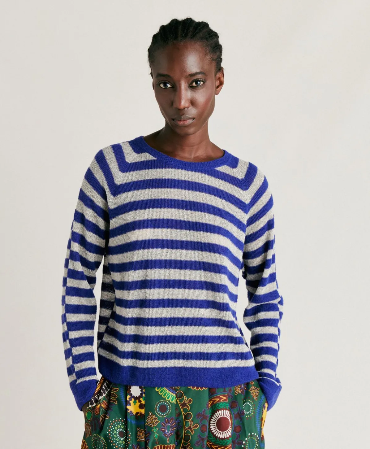 Marmotta Pull Raye Lurex Perle - Bluette