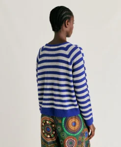 Marmotta Pull Raye Lurex Perle - Bluette