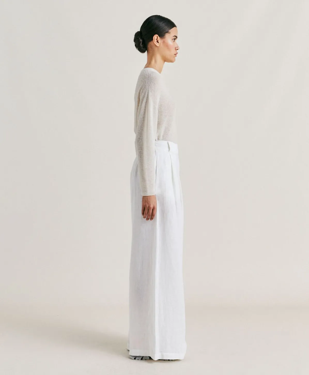 Pantalon Aspen En Lin Uni - Blanc Optique