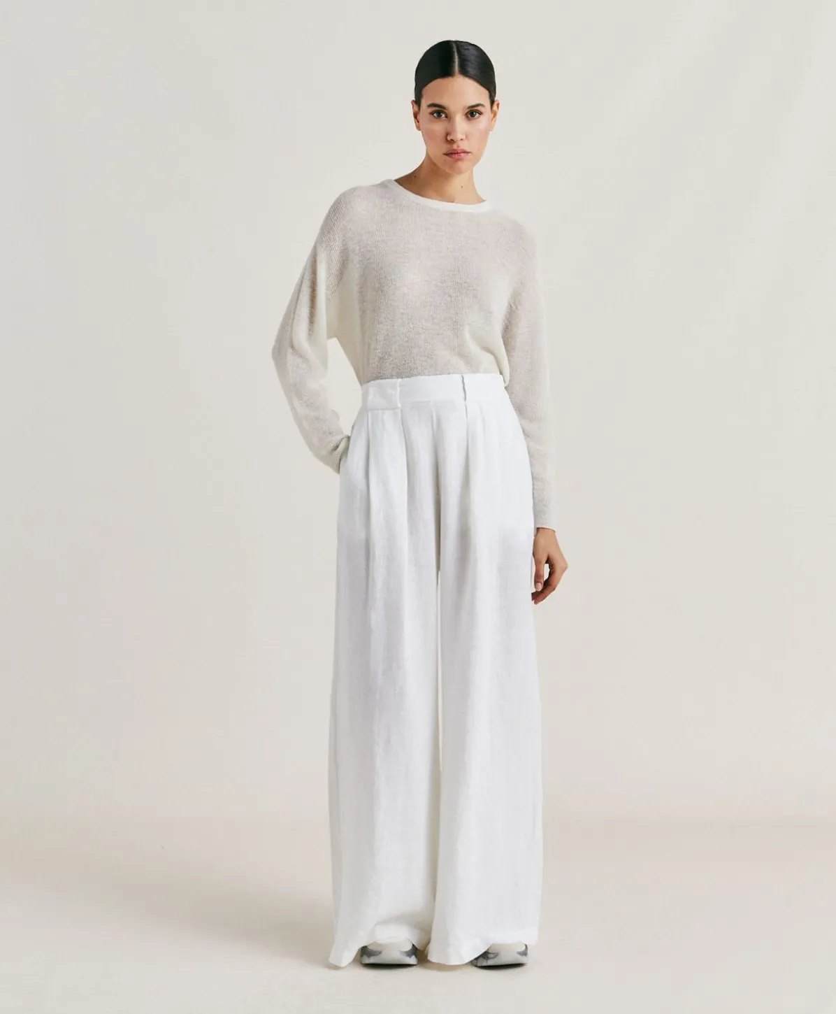 Pantalon Aspen En Lin Uni - Blanc Optique