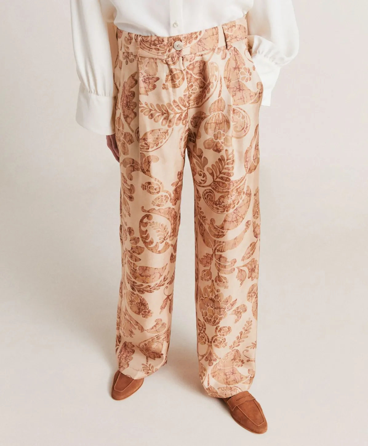 Pantalon Austin En Serge De Soie - Poudre Multicolore