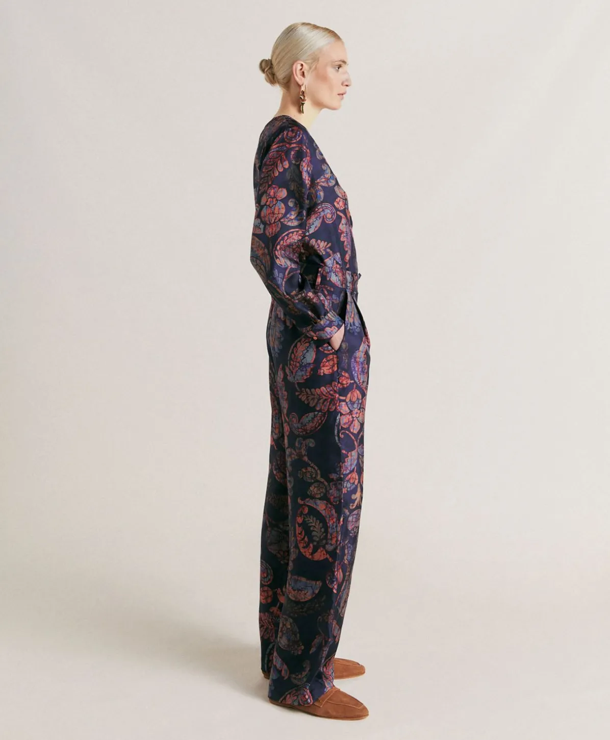 Pantalon Austin En Serge De Soie - Multicolore Bleu Nuit