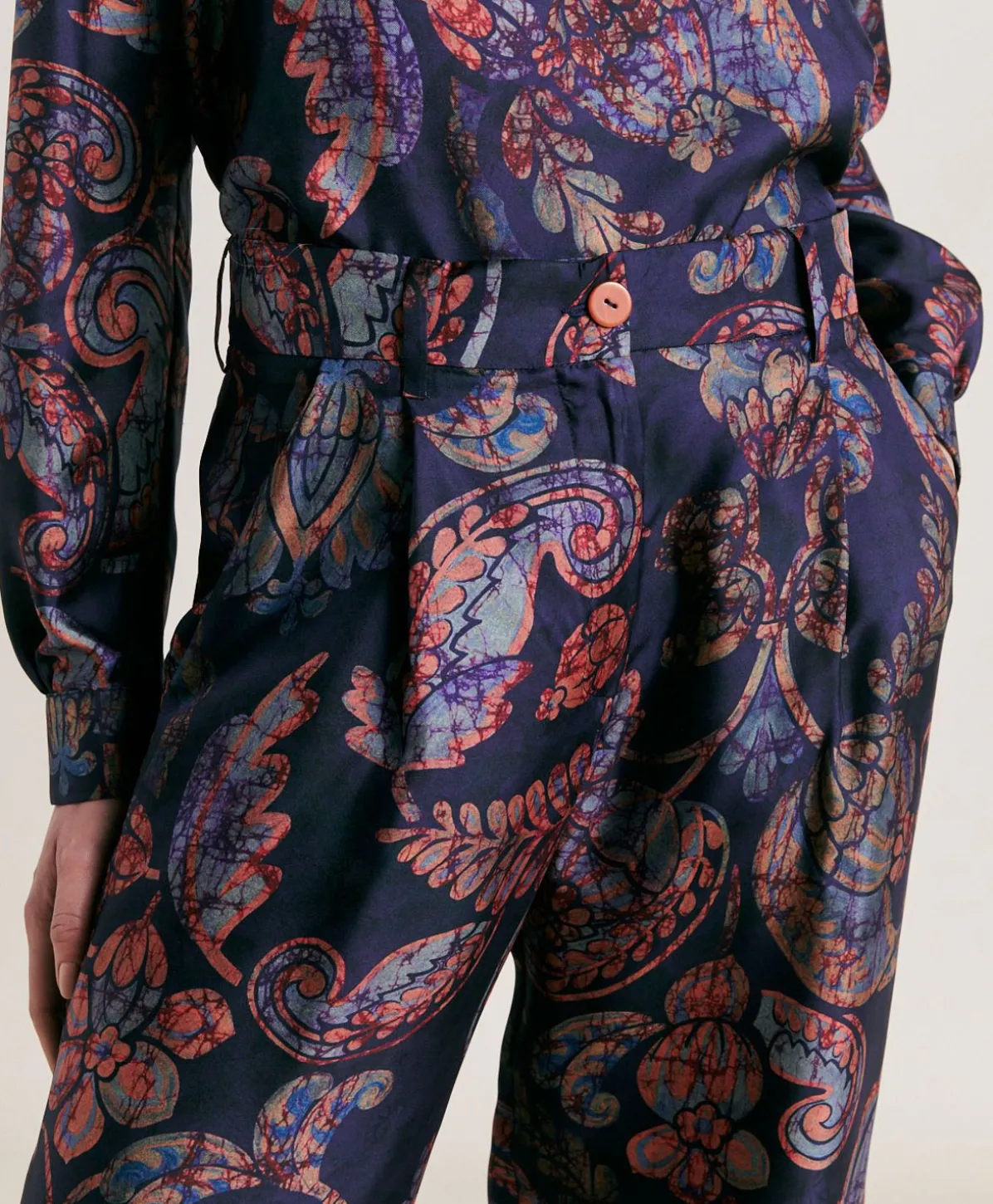 Pantalon Austin En Serge De Soie - Multicolore Bleu Nuit