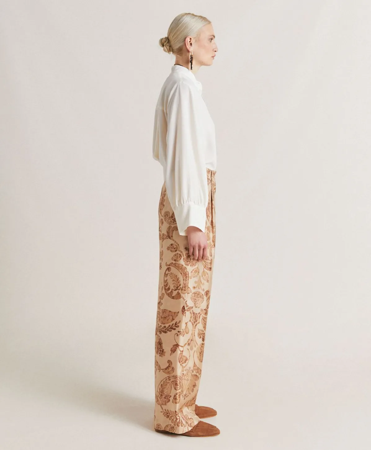 Pantalon Austin En Serge De Soie - Poudre Multicolore