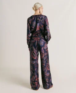 Pantalon Austin En Serge De Soie - Multicolore Bleu Nuit