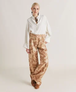 Pantalon Austin En Serge De Soie - Poudre Multicolore