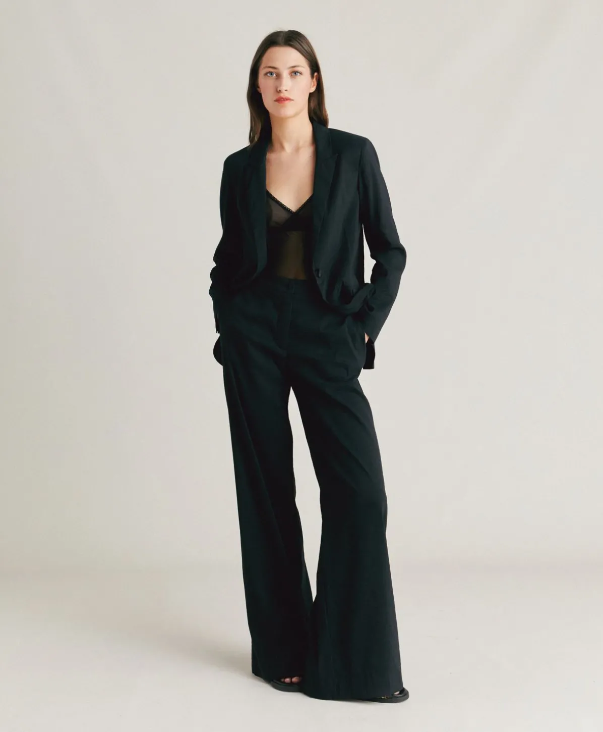 Pantalon Candeo En Coton Et Lin - Noir