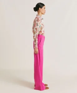 Pantalon Candeo En Lin Et Coton - Fuchsia