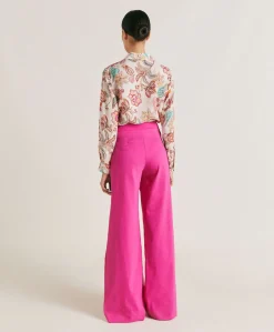 Pantalon Candeo En Lin Et Coton - Fuchsia