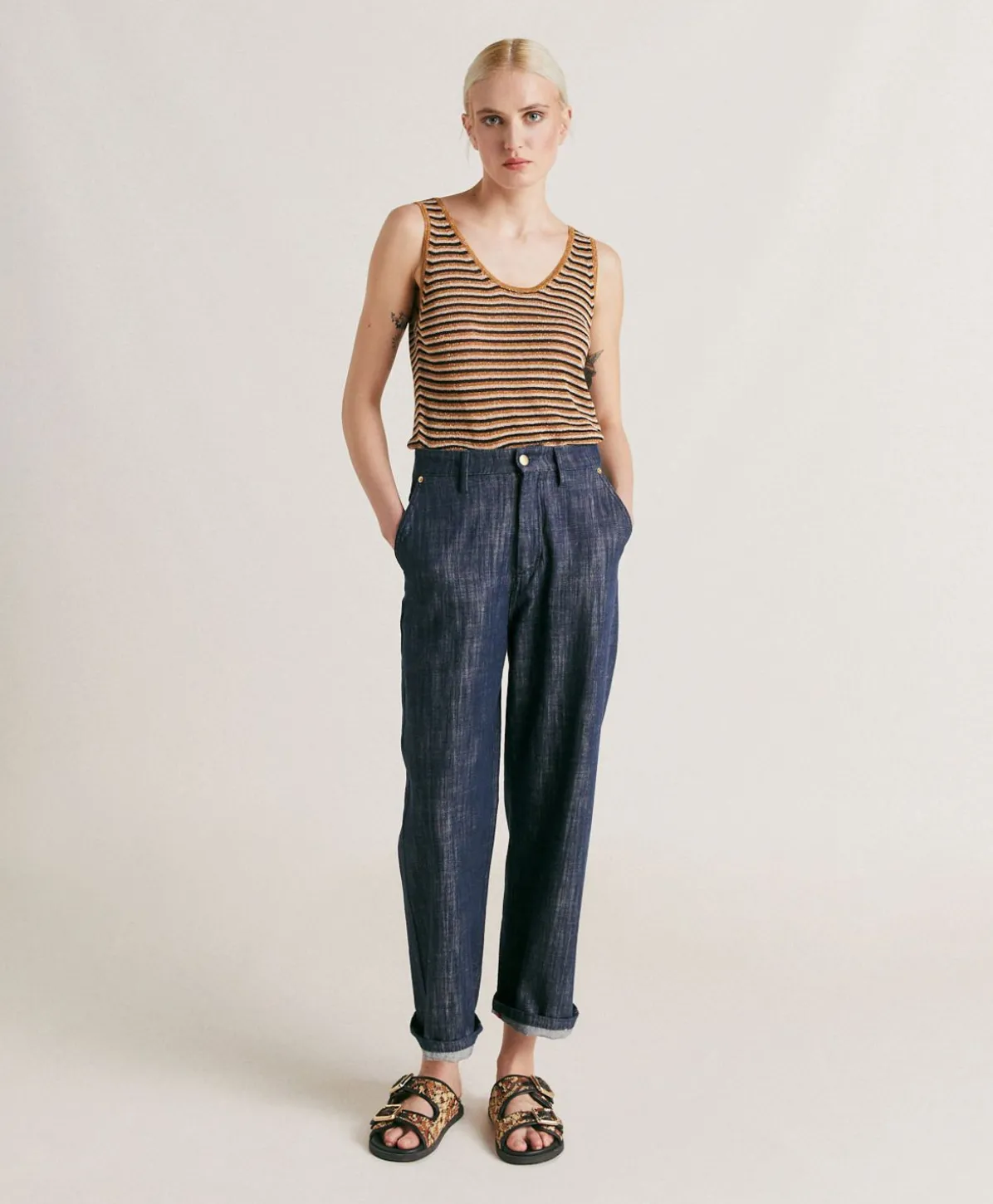 Pantalon Denim Bis Fuchsia - Bleu Jean