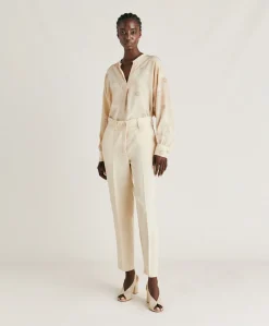 Pantalon Elegant En Lin Et Viscose Matthieu - Creme