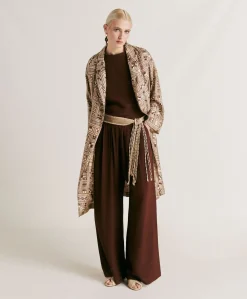 Pantalon En Acetate De Soie Aspen - Chocolat