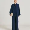 Pantalon En Acetate De Soie Aspen - Bleu Nuit