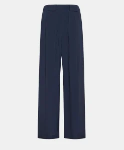 Pantalon En Acetate De Soie Aspen - Bleu Nuit