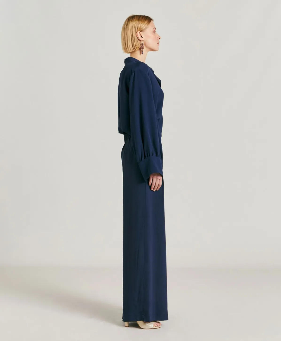 Pantalon En Acetate De Soie Aspen - Bleu Nuit
