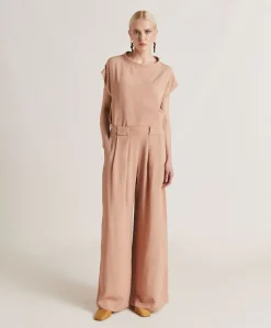 Pantalon En Acetate De Soie Aspen - Nude