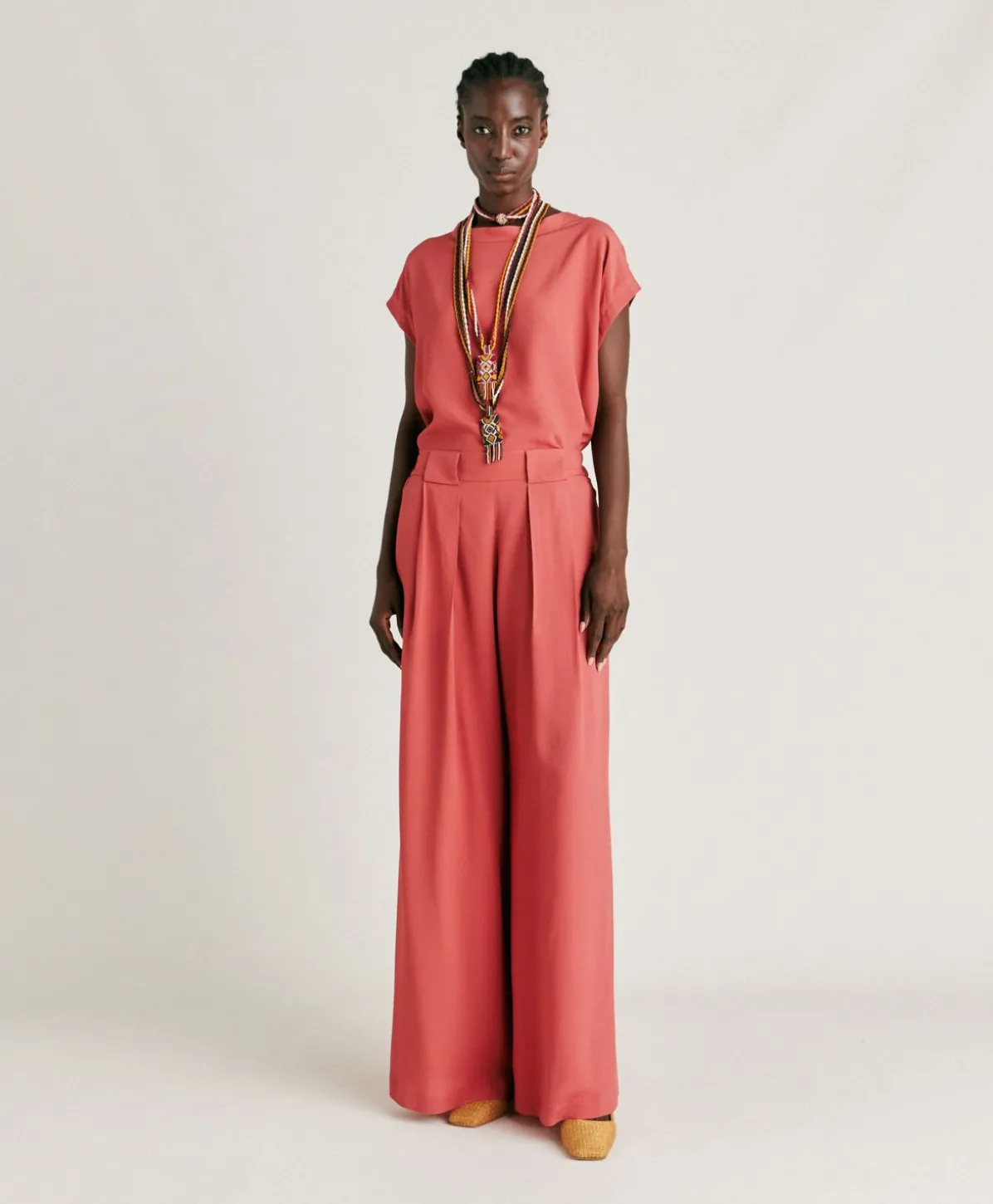 Pantalon En Acetate De Soie Aspen - Amarante