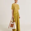 Pantalon En Crepe De Chine Baccarat - Citron Vert/Vin