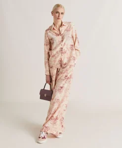 Pantalon En Crepe De Chine Baccarat - Rose/Cerise Noire