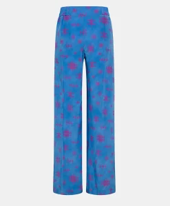 Pantalon En Crepe De Chine Baccarat - Bleutte/Fuchsia