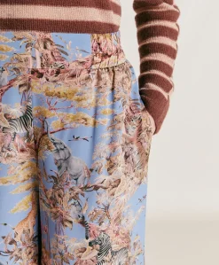 Pantalon En Crepe De Chine Baccarat - Multicolore Ceruleen