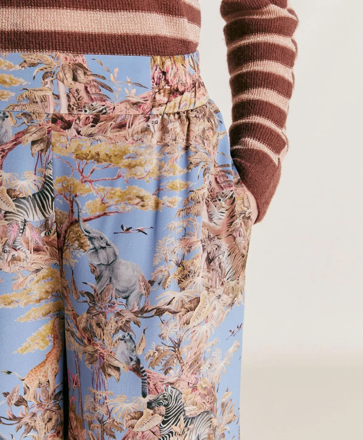 Pantalon En Crepe De Chine Baccarat - Multicolore Ceruleen