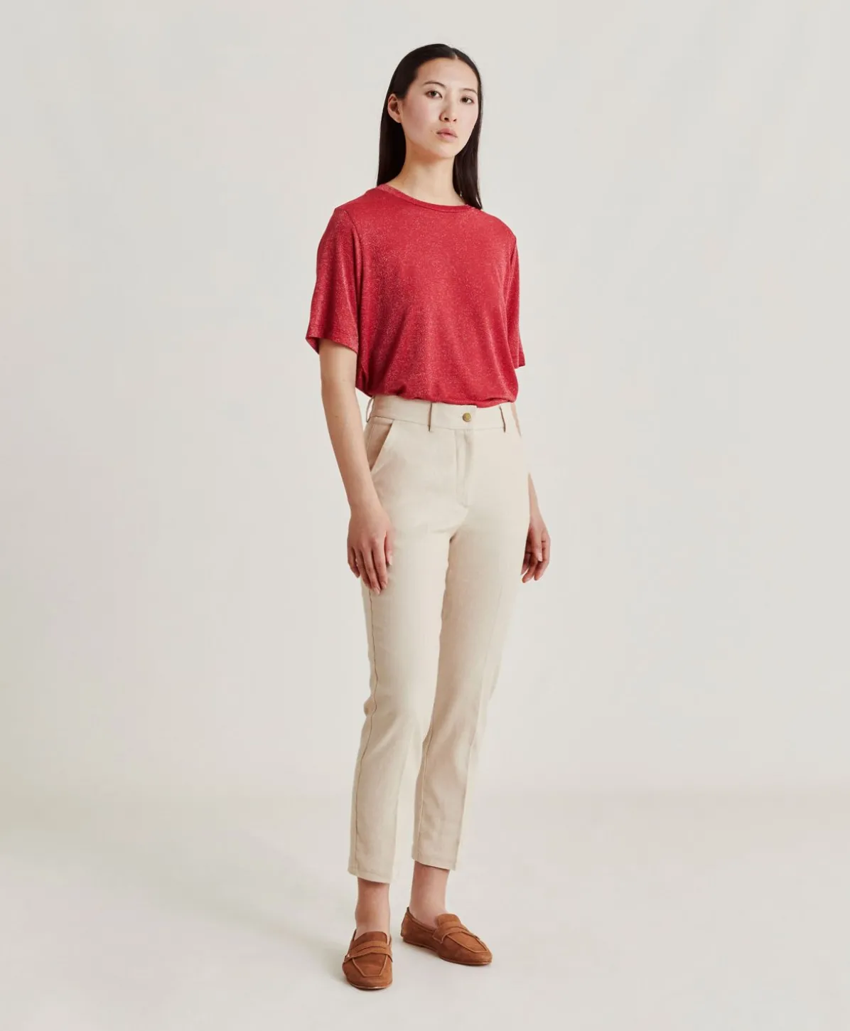 Pantalon En Denim Leger Joy - Creme
