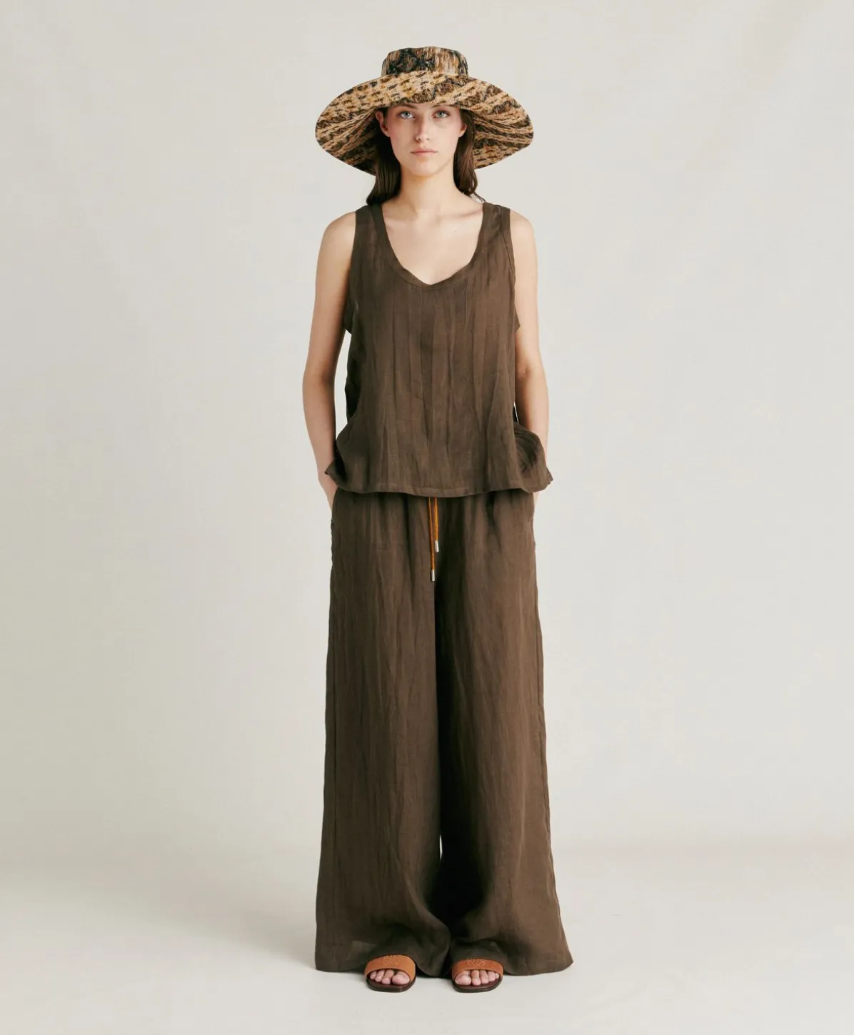Pantalon En Lin Aliterru - Armee