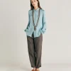 Pantalon En Lin Raye Matthieu - Marron/Aqua