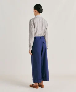 Pantalon En Popeline Grecale - Bleu