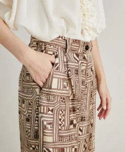 Pantalon En Serge De Soie Magnisi - Beige/Tabac