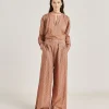 Pantalon En Voile De Coton Imprime Aspen - Corail