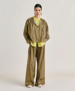 Pantalon En Voile De Coton Imprime Aspen - Huile