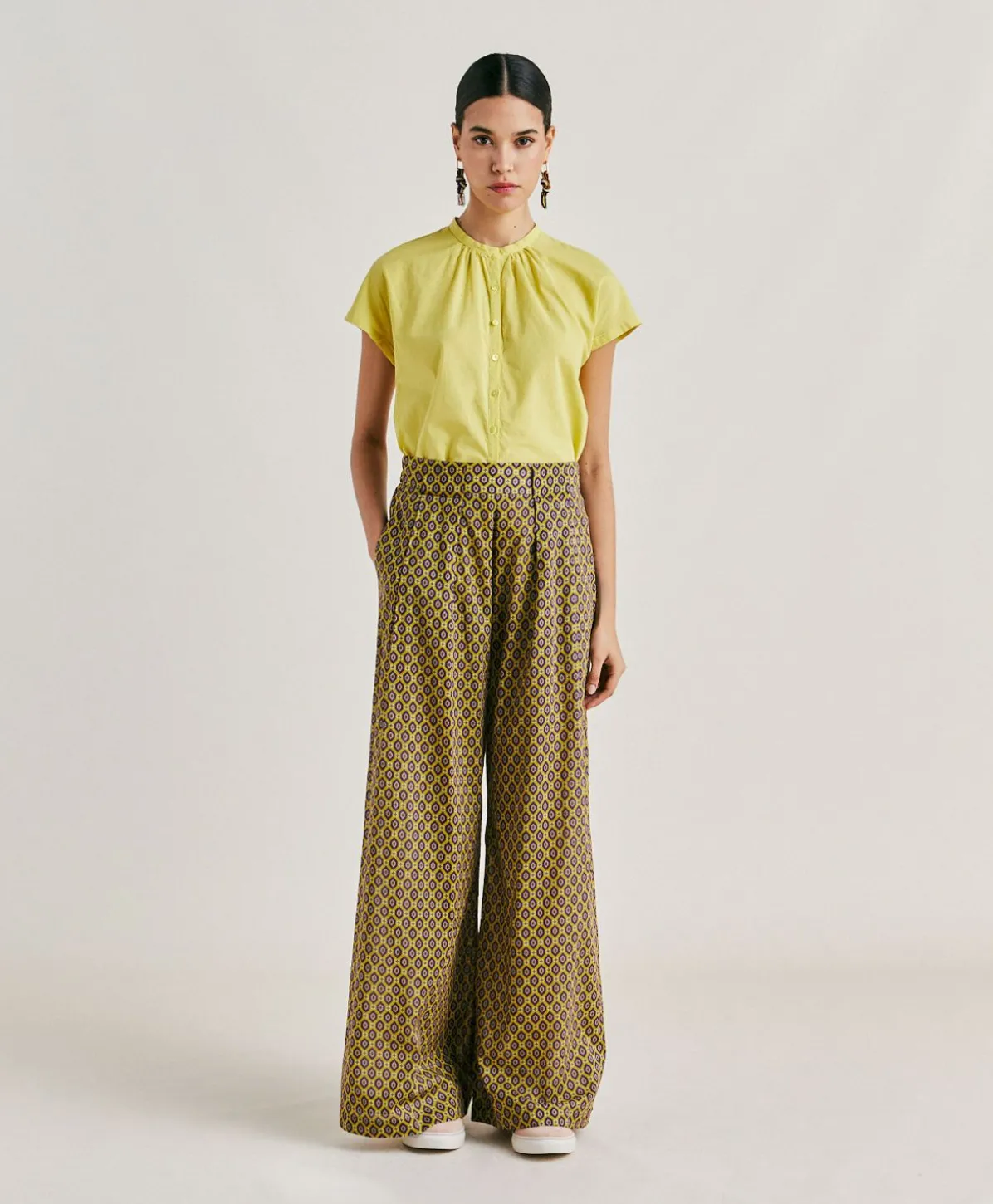 Pantalon En Voile De Coton Imprime Aspen - Huile