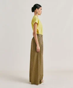 Pantalon En Voile De Coton Imprime Aspen - Huile