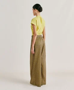 Pantalon En Voile De Coton Imprime Aspen - Huile