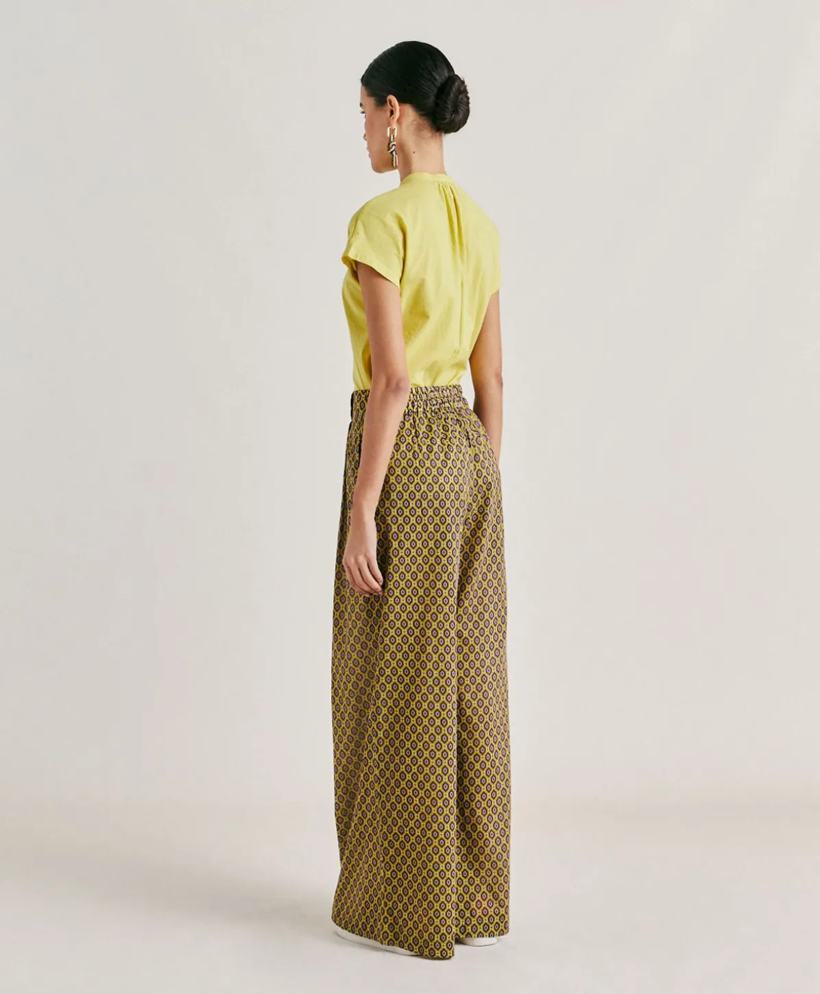 Pantalon En Voile De Coton Imprime Aspen - Huile