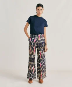 Pantalon Ginepro En Lin Viscose - Bleu Multicolore
