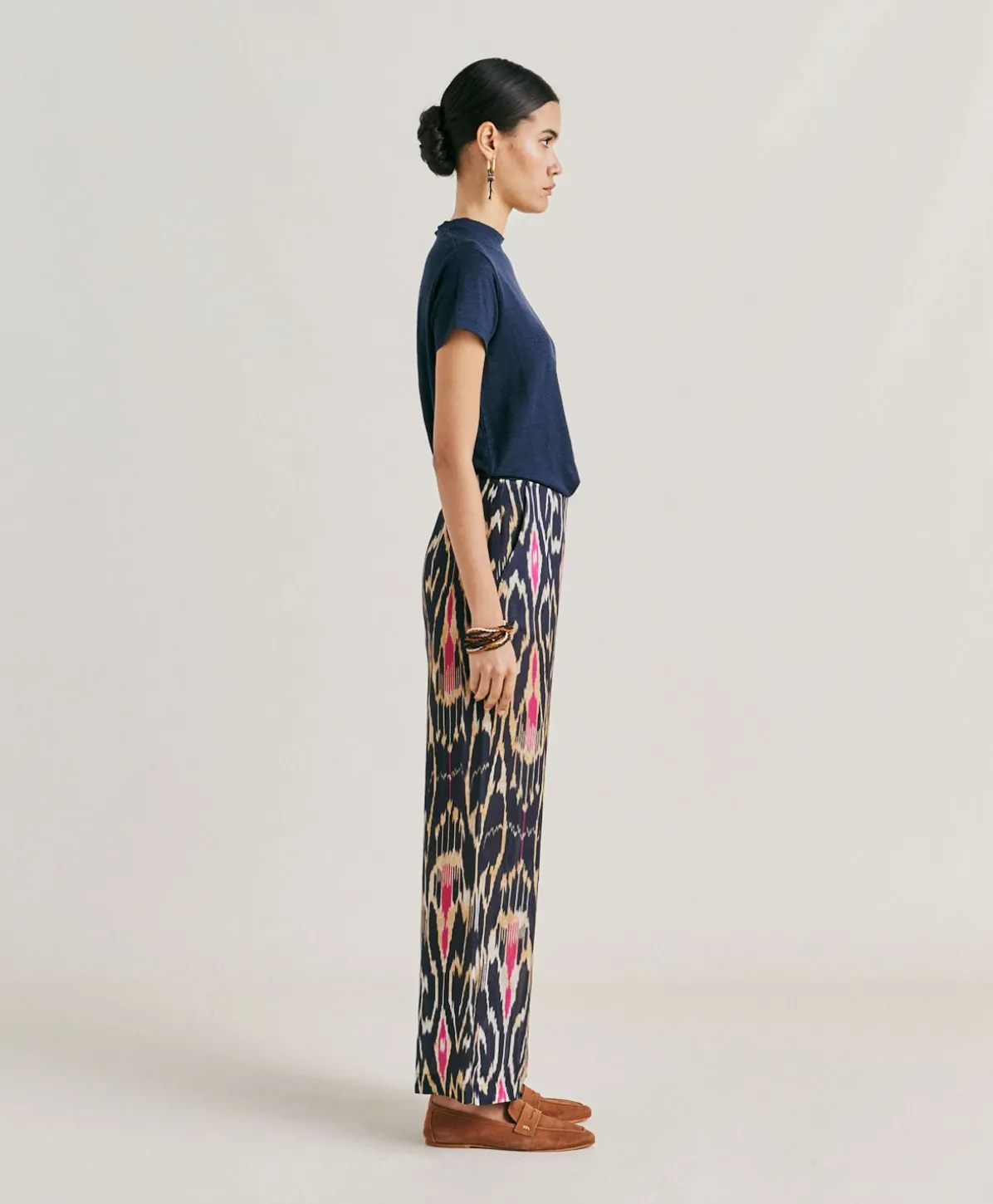 Pantalon Ginepro En Lin Viscose - Bleu Multicolore