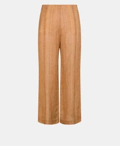 Pantalon Ginepro En Lin Viscose - Creme/Rouille