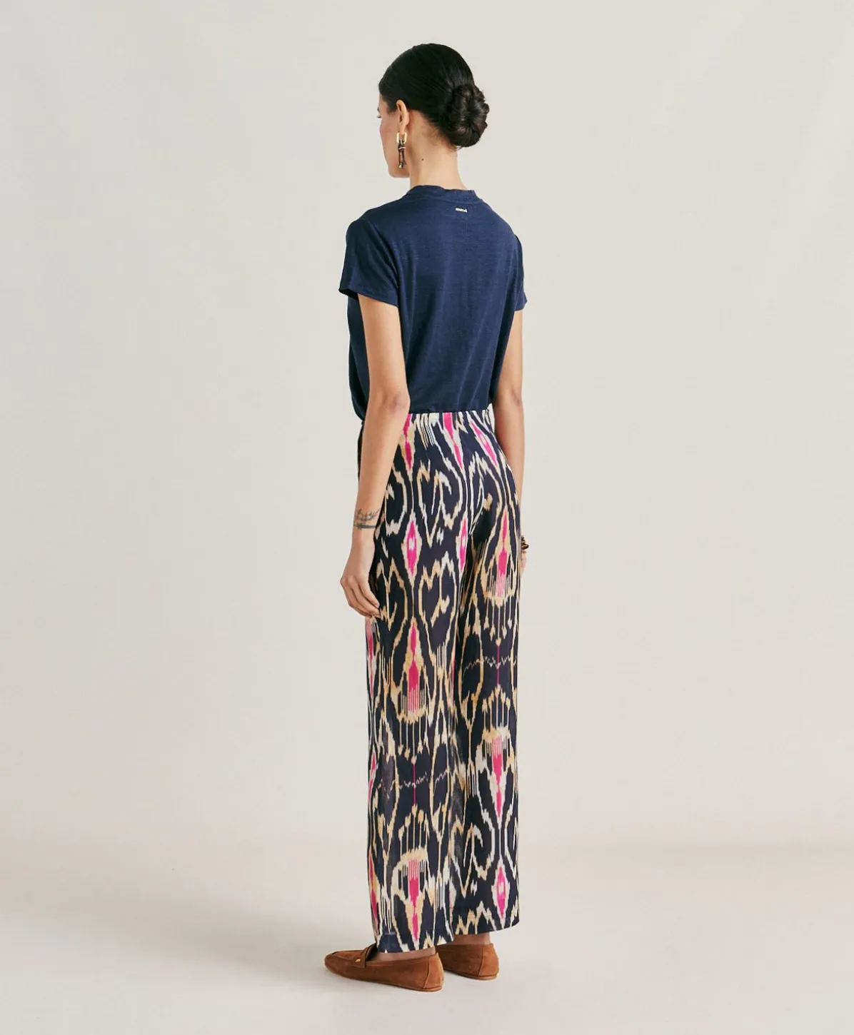 Pantalon Ginepro En Lin Viscose - Bleu Multicolore