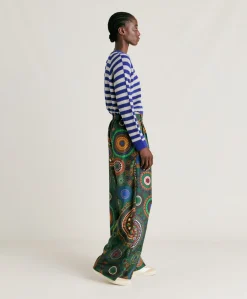 Pantalon Haboutai En Soie Lanzarote - Vert Multicolore