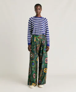 Pantalon Haboutai En Soie Lanzarote - Vert Multicolore