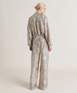 Pantalon Haboutai En Soie De Lanzarote - Creme/Poussiereux